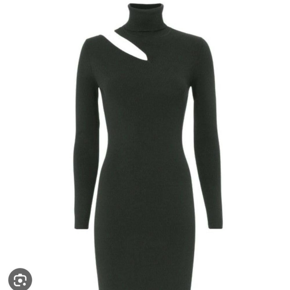 A.L.C. Dark Green Cut-Out Long Sleeve Dress